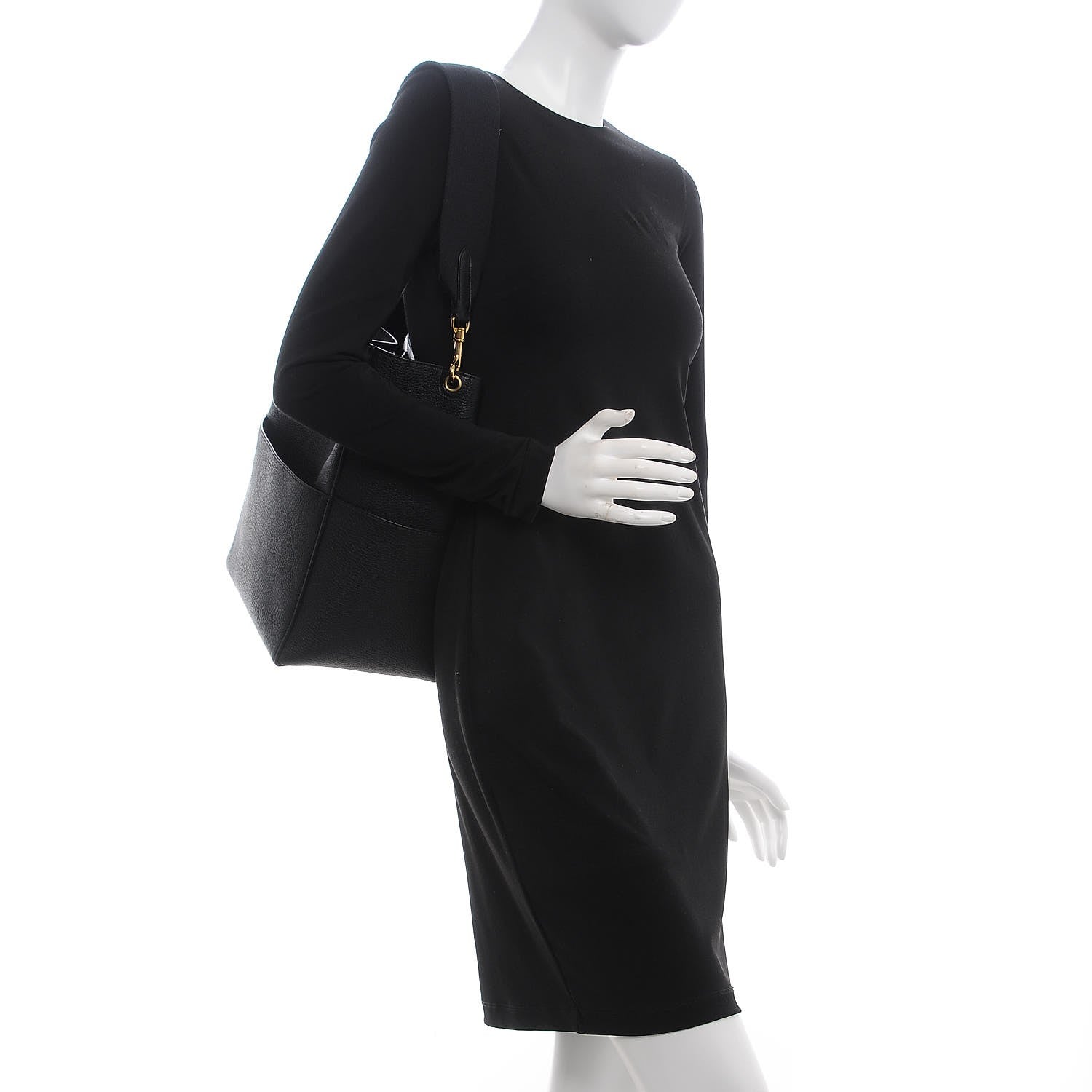 Celine Goatskin Sangle Bucket Bag Black 2 of 6