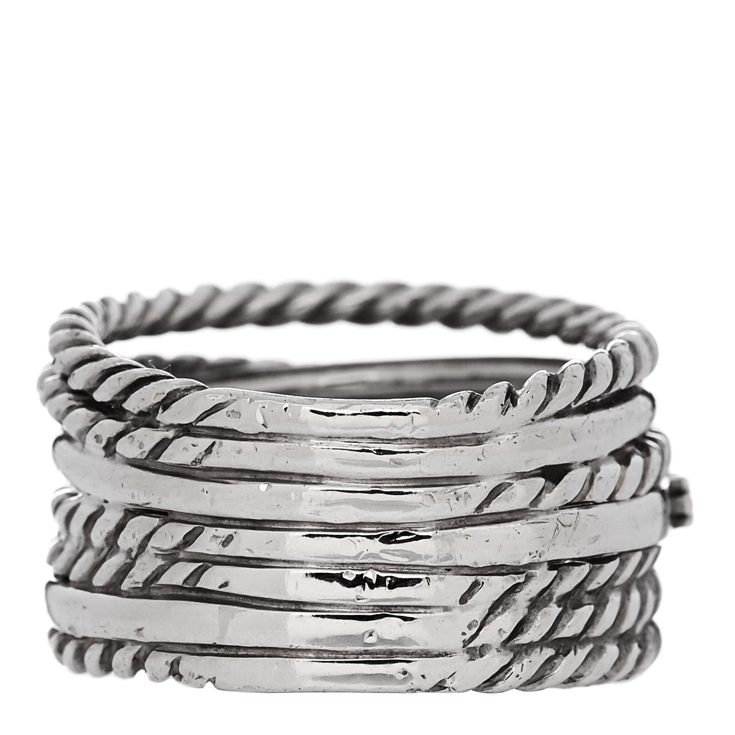 David Yurman Sterling Silver Diamond 12mm Wide Crossover Cable Ring 50/5.25 3 of 4