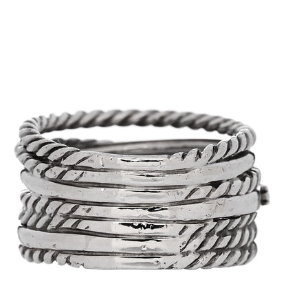 David Yurman Sterling Silver Diamond 12mm Wide Crossover Cable Ring 50/5.25 3 of 4