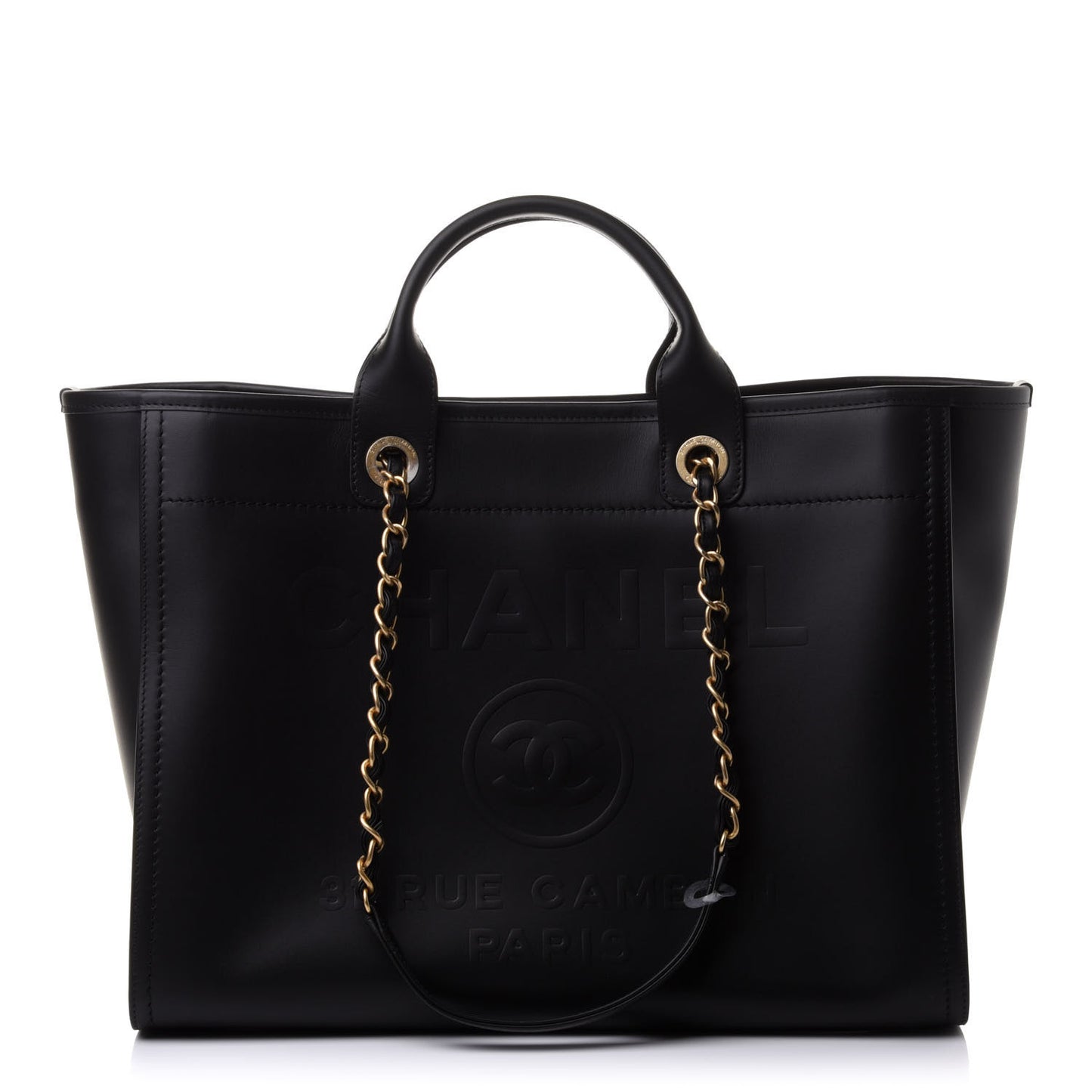 Calfskin Medium Deauville Tote Black