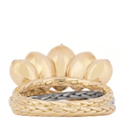 Cartier 18K Yellow White Gold Diamond Grain de Cafe Ring 57 8 3 of 5