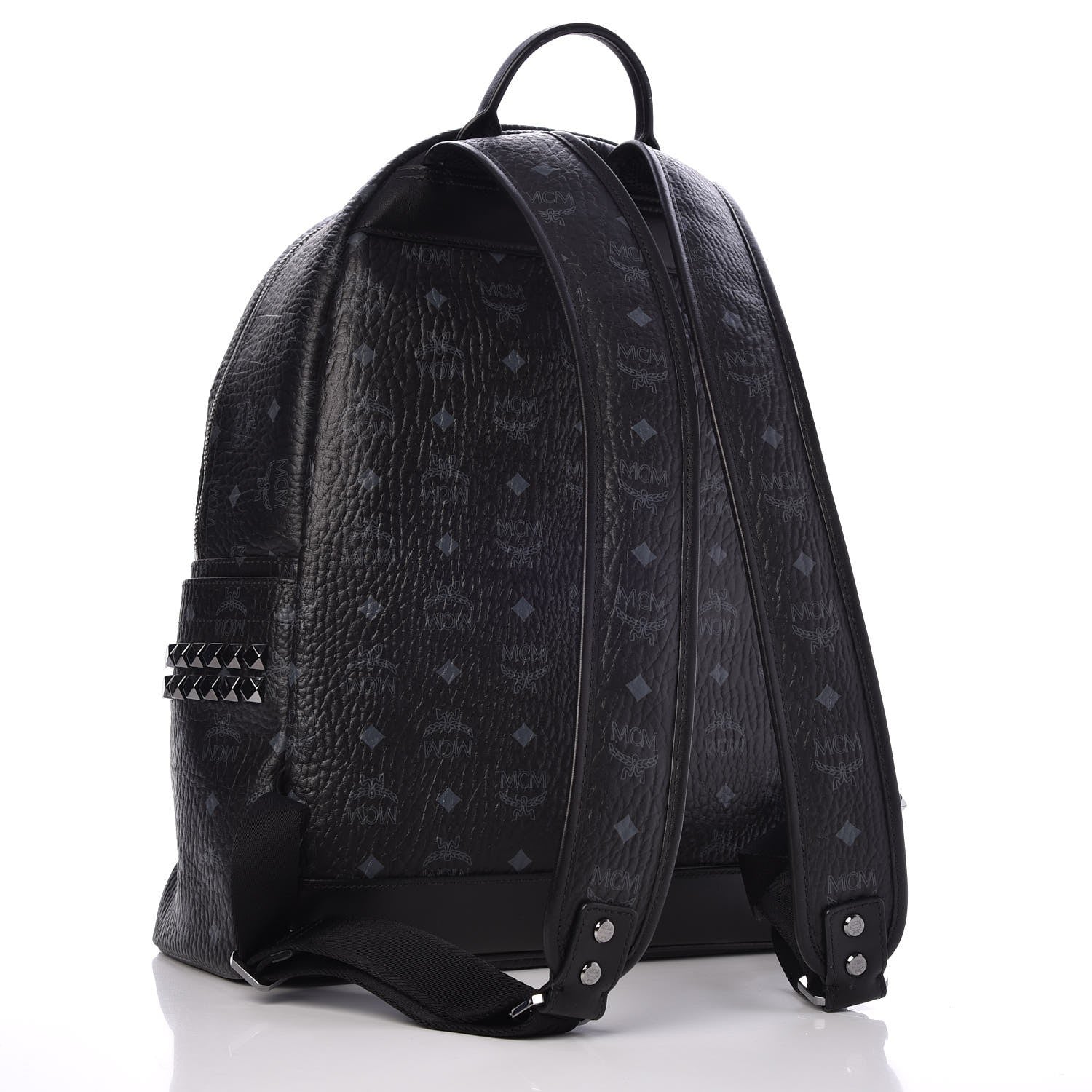 MCM Visetos Medium Side Studs Stark Backpack Black 3 of 10
