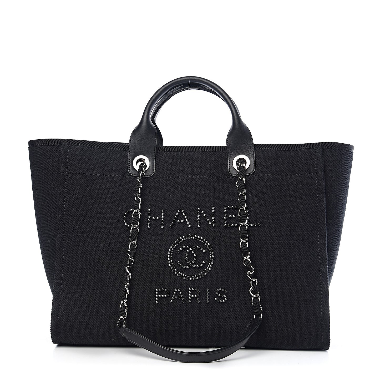 Canvas Pearl Medium Deauville Tote Black