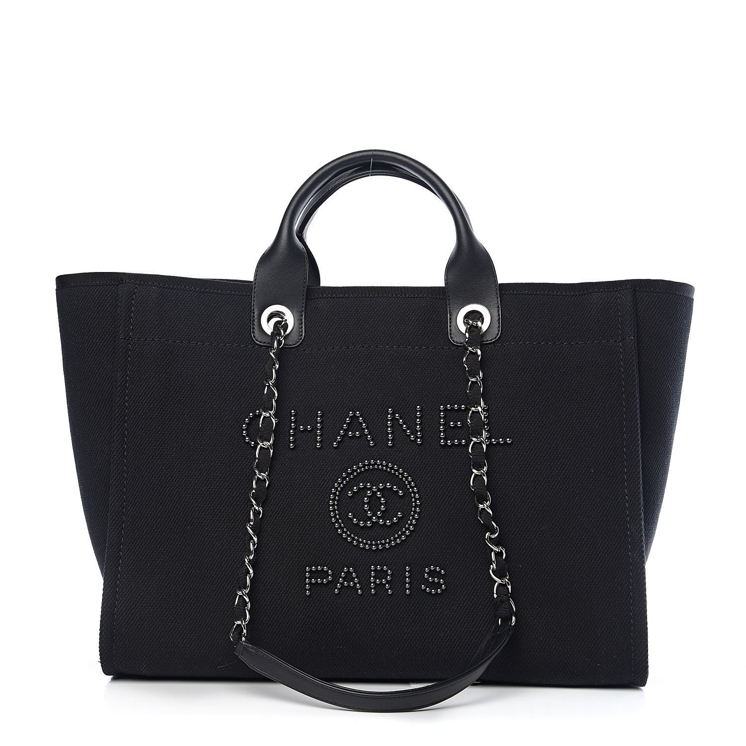 Chanel Canvas Pearl Medium Deauville Tote Black 1 of 10