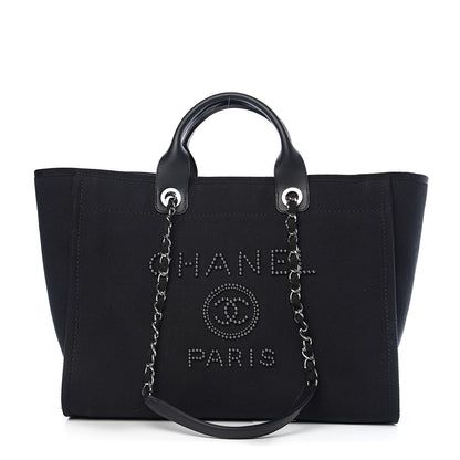 Chanel Canvas Pearl Medium Deauville Tote Black 1 of 10