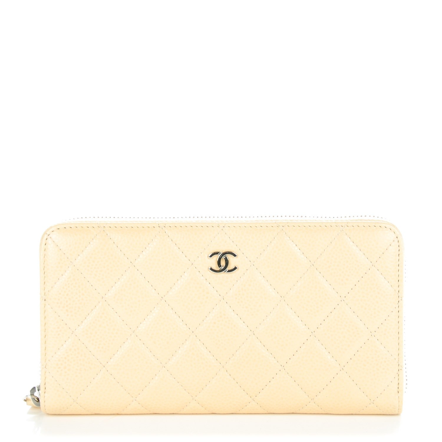 Chanel Caviar Quilted Large Gusset Zip Around Wallet Beige Clair 1 of 8