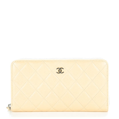 Chanel Caviar Quilted Large Gusset Zip Around Wallet Beige Clair 1 of 8