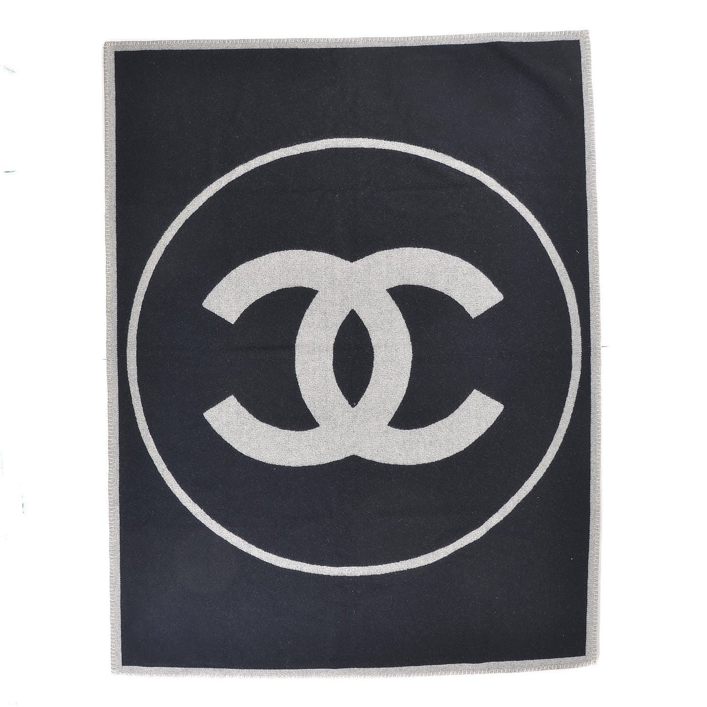Merino Wool Cashmere CC Throw Blanket Black Grey