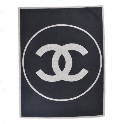 Chanel Merino Wool Cashmere CC Throw Blanket Black Grey 1 of 5