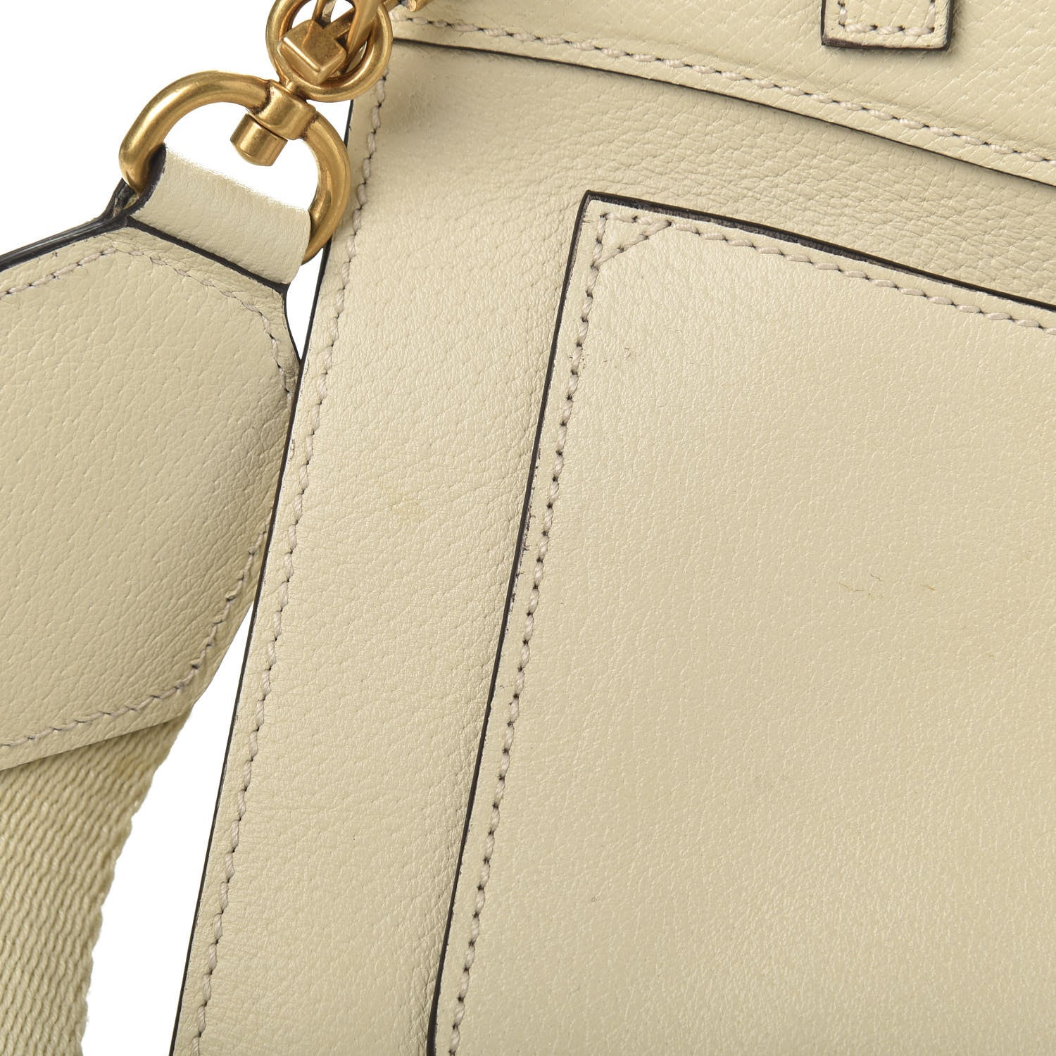 Gucci Grained Calfskin Web Stripe Butterfly Medium Totem Top Handle Bag White 10 of 13