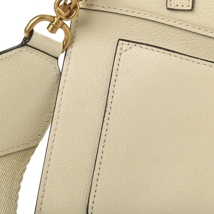 Gucci Grained Calfskin Web Stripe Butterfly Medium Totem Top Handle Bag White 10 of 13