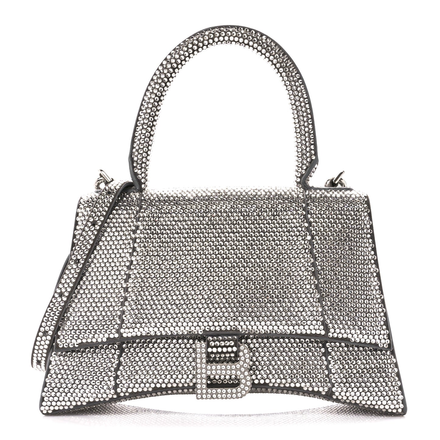 Strass Suede Small Hourglass Top Handle Bag Smoke Grey Crystal