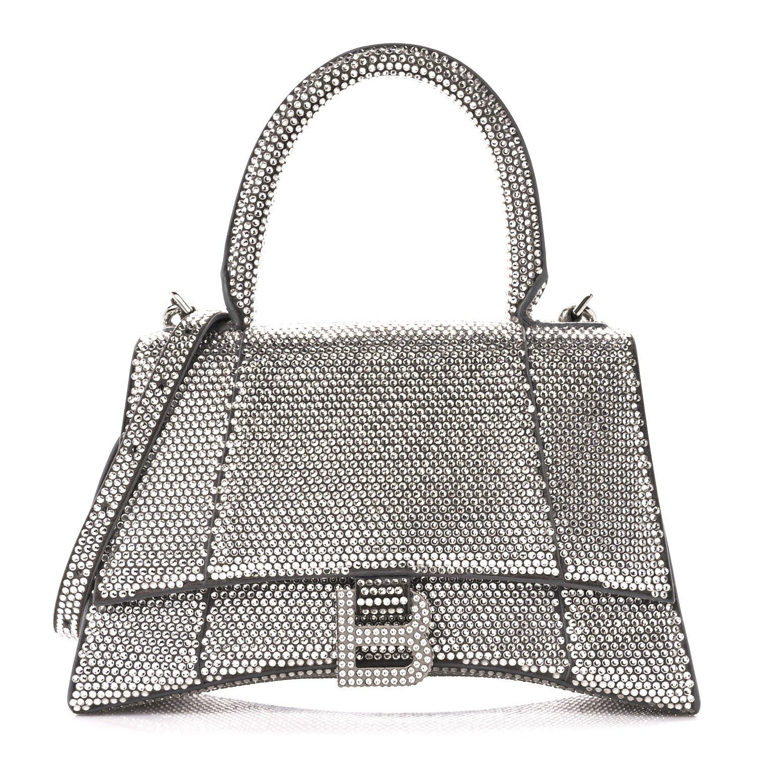 Balenciaga Strass Suede Small Hourglass Top Handle Bag Smoke Grey Crystal 1 of 16