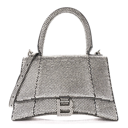Balenciaga Strass Suede Small Hourglass Top Handle Bag Smoke Grey Crystal 1 of 16