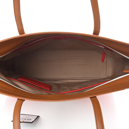 MCM Visetos Chevron Medium Colorblock Anya Zip Top Shopper Tote Cognac White Ruby Red 5 of 10