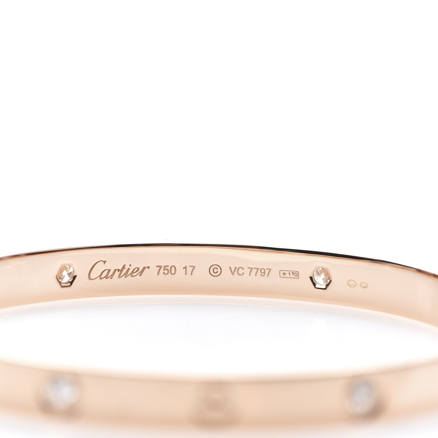 Cartier 18K Pink Gold 4 Diamond LOVE Bracelet 17 4 of 6