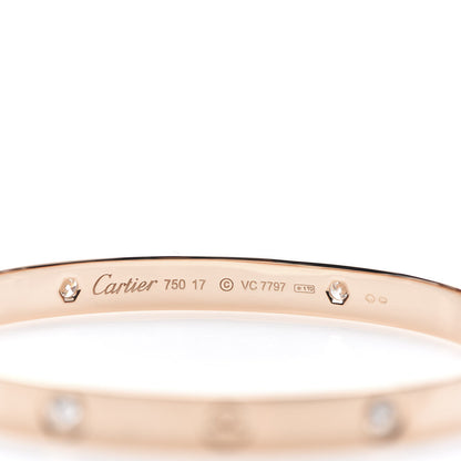 Cartier 18K Pink Gold 4 Diamond LOVE Bracelet 17 4 of 6