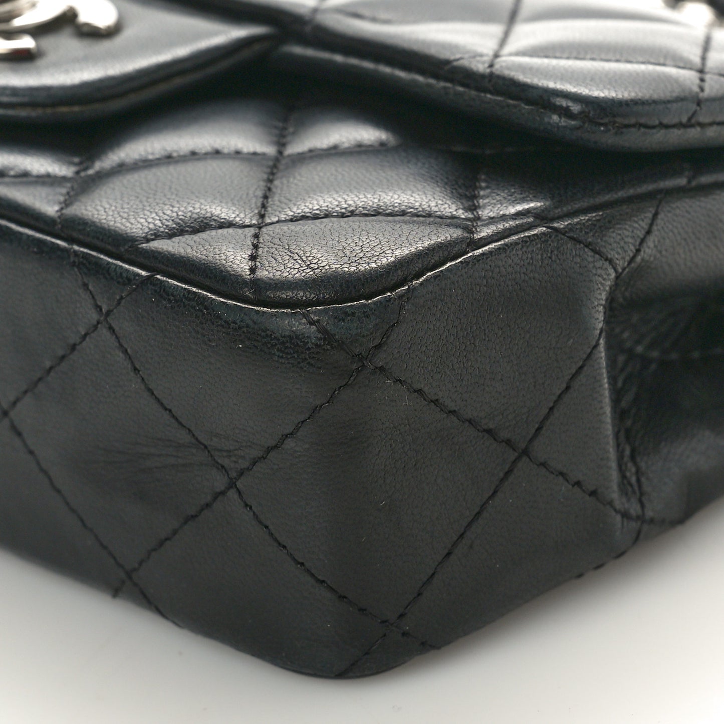 Lambskin Quilted Extra Mini Rectangular Flap Black