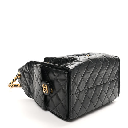 Chanel Shiny Calfskin Quilted Small Chanel 25 Handbag Black 4 of 10