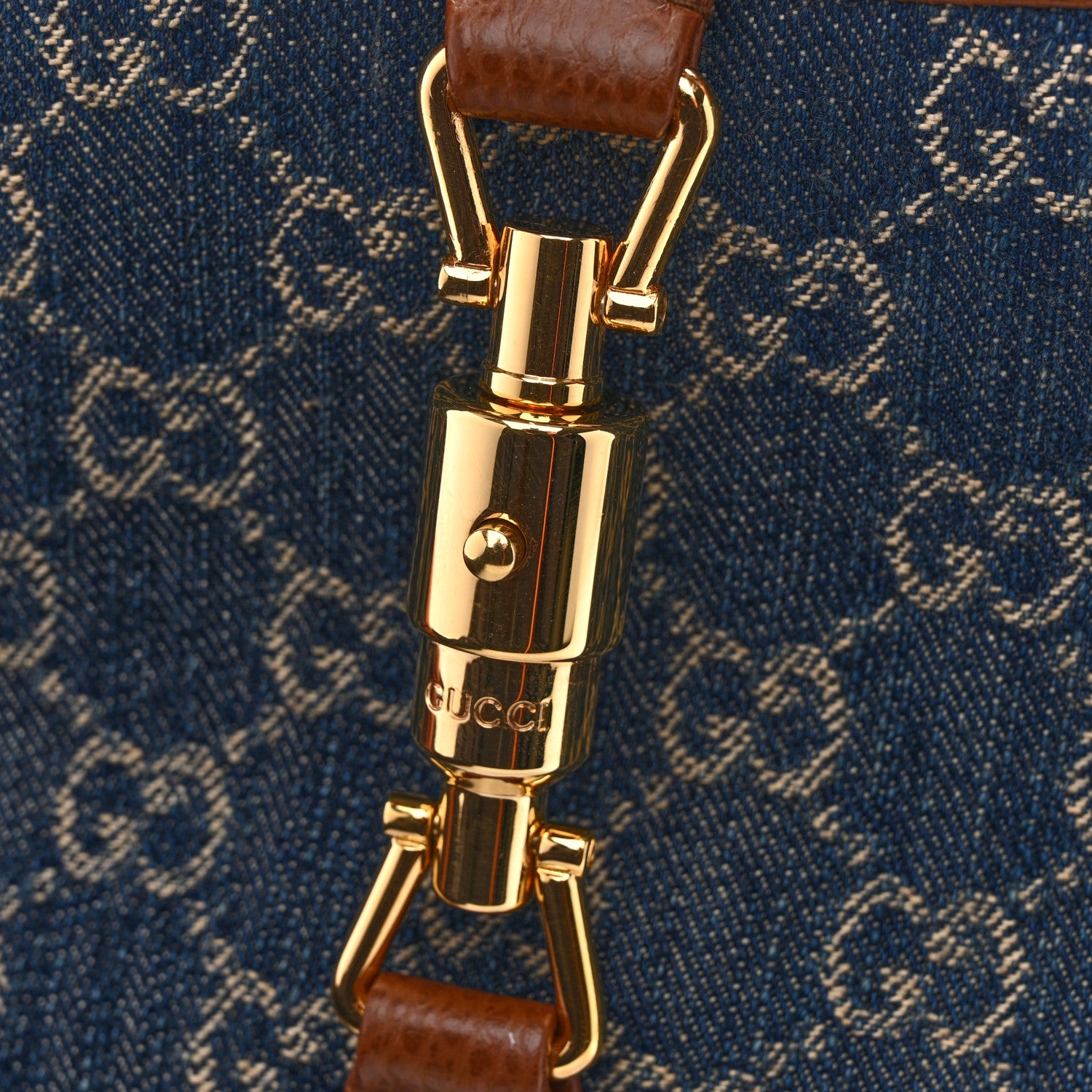 Gucci New Denim GG Monogram Calfskin Small Jackie 1961 Hobo Blue