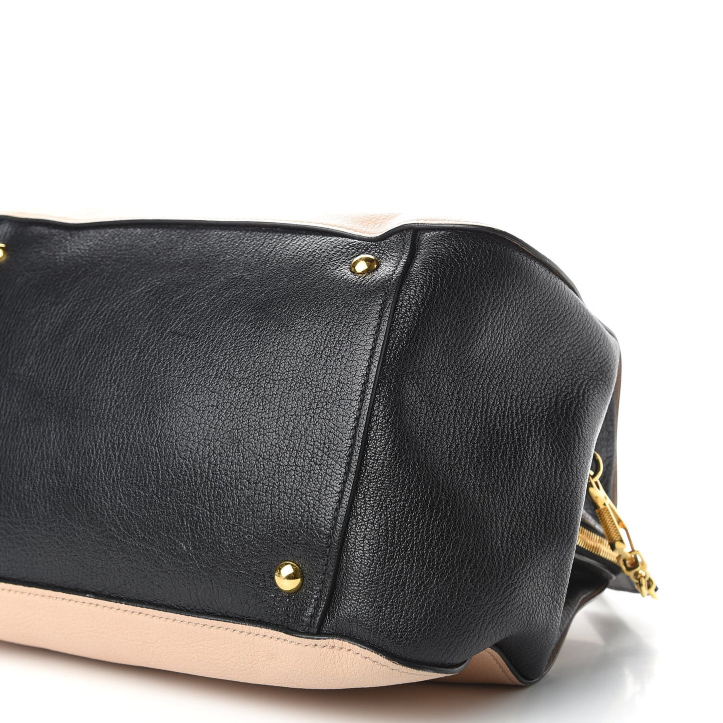 Goatskin Madras Bi-Color Bowling Bag Cipria Black