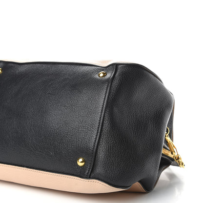 Miu Miu Goatskin Madras Bi-Color Bowling Bag Cipria Black 7 of 8