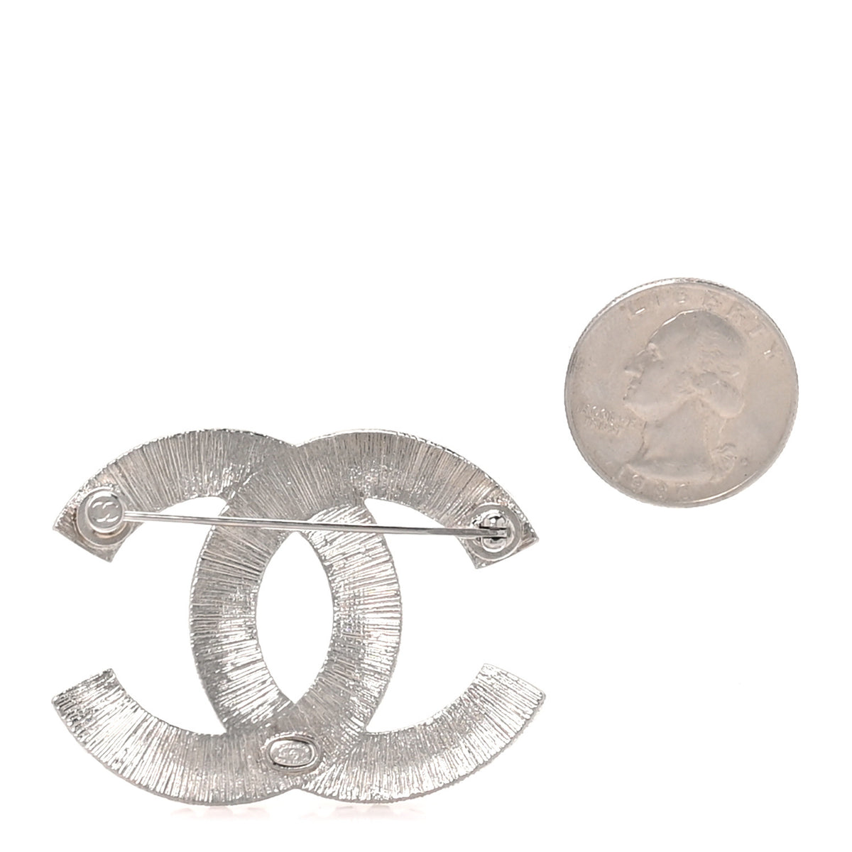 Baguette Crystal CC Brooch Silver
