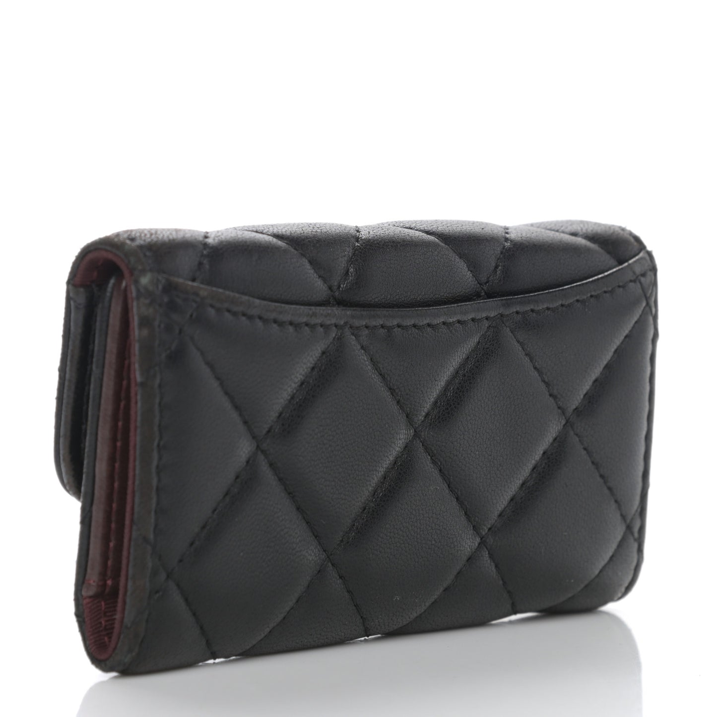 Lambskin Quilted 6 Key Holder Black