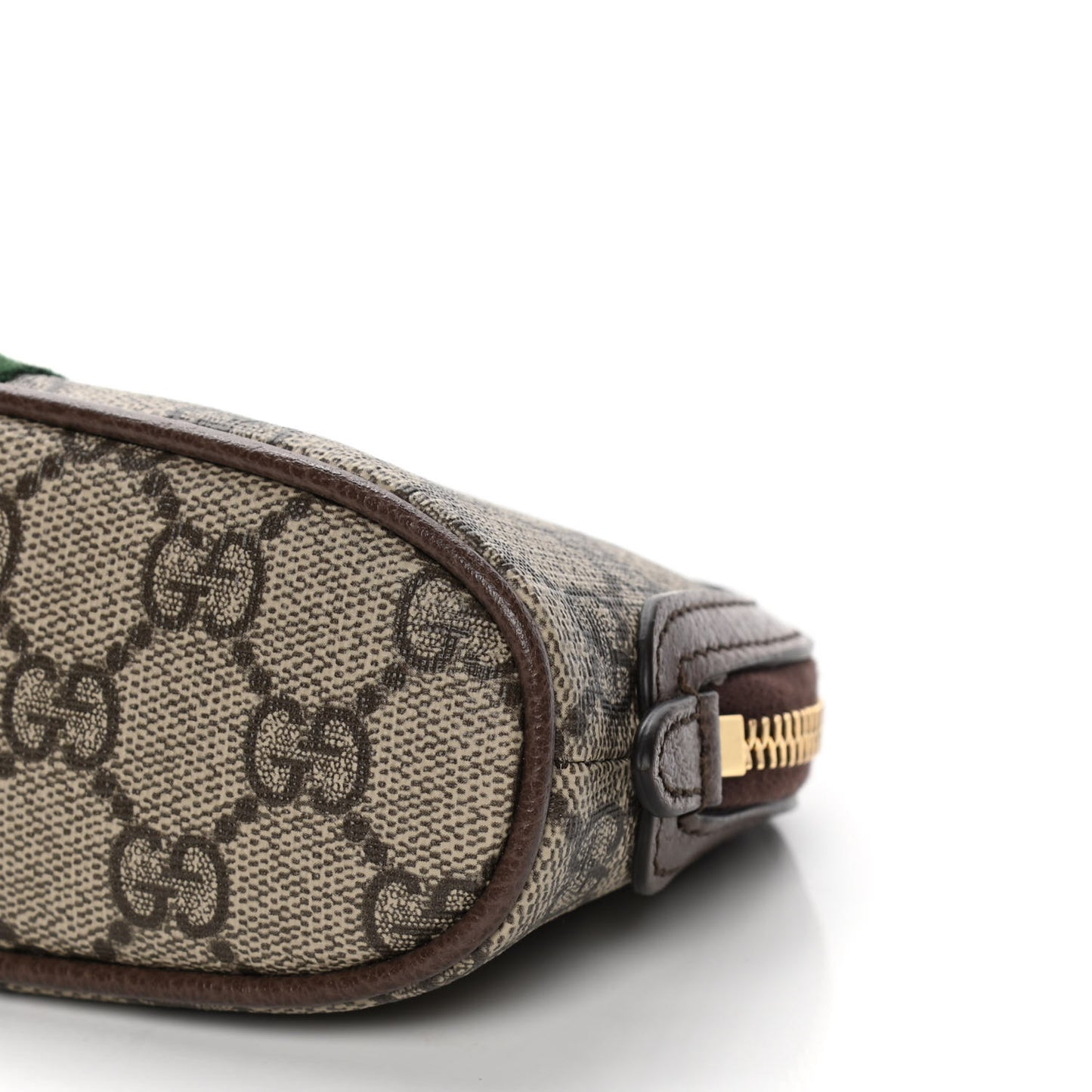 GG Supreme Monogram Textured Calfskin Web Medium Ophidia Cosmetic Case Beige Ebony New Acero