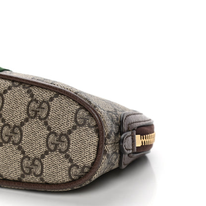 Gucci GG Supreme Monogram Textured Calfskin Web Medium Ophidia Cosmetic Case Beige Ebony New Acero 8 of 9