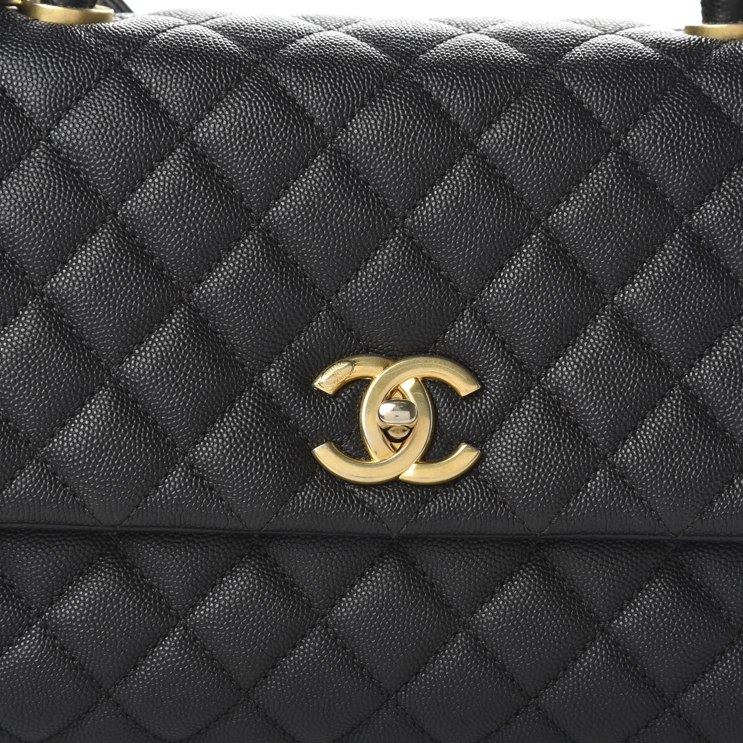 Caviar Quilted Small Coco Handle Flap Black