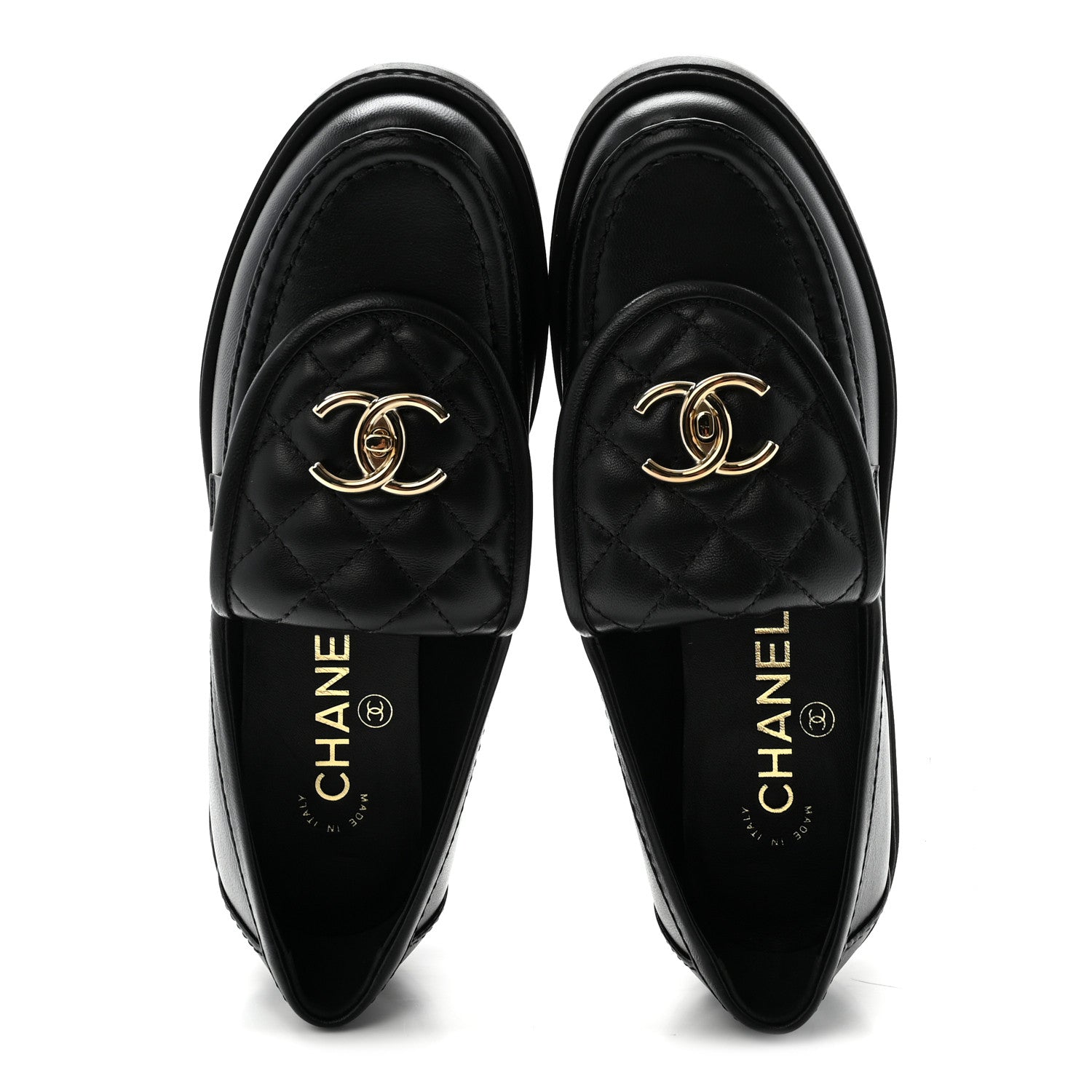 Chanel Lambskin Quilted CC Turnlock Loafers 36 Black 2 of 10