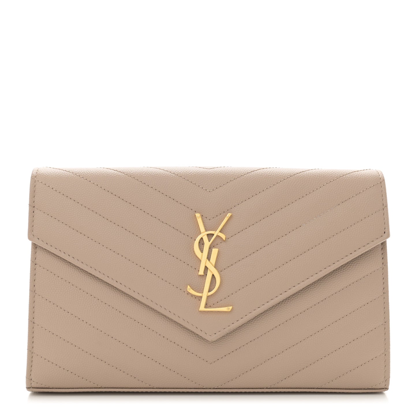 Grain De Poudre Matelasse Chevron Monogram Chain Wallet Nude Powder