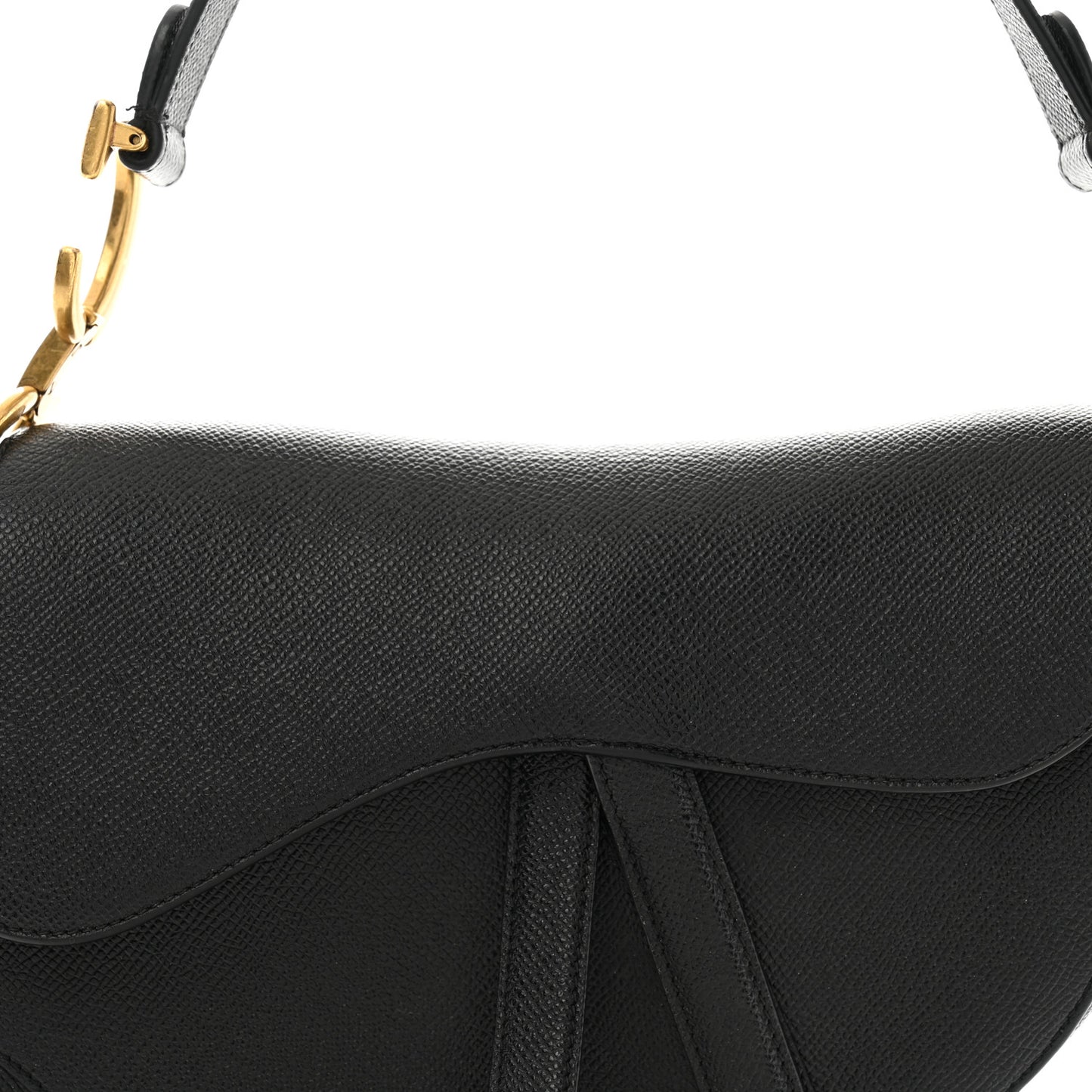Grained Calfskin Saddle Bag Black