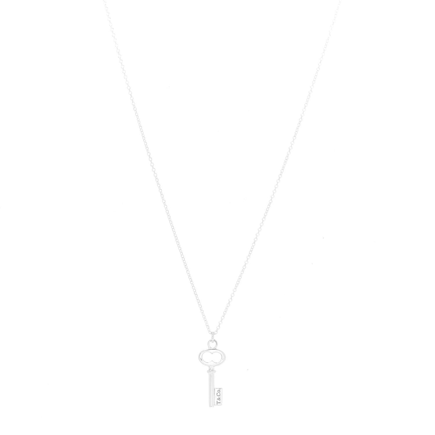 Sterling Silver Mini Oval Key Pendant Necklace