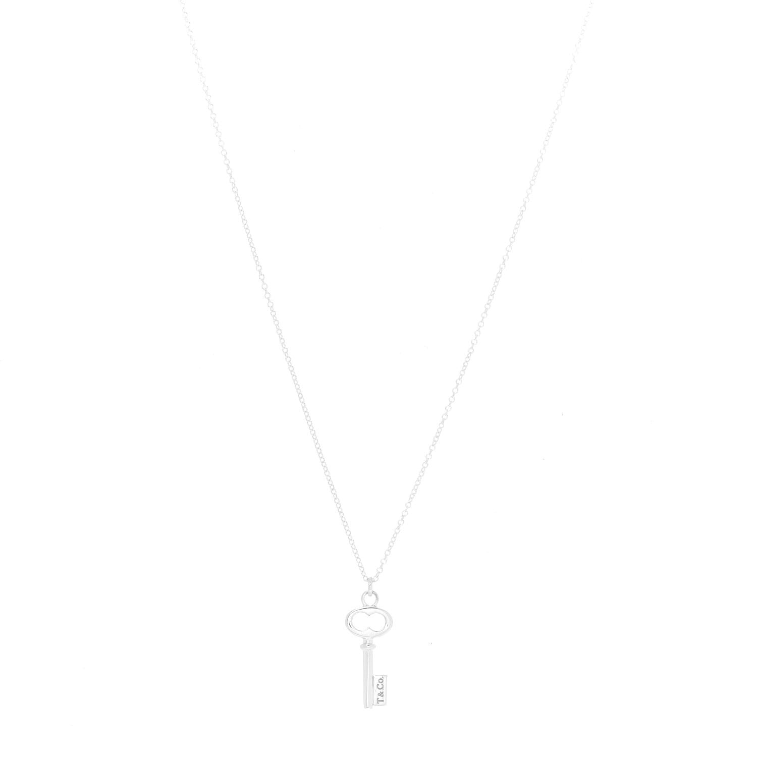 Tiffany Sterling Silver Mini Oval Key Pendant Necklace 1 of 6