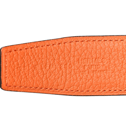 Hermes Box Togo 32mm Strie H Belt 120 Black Orange 3 of 6