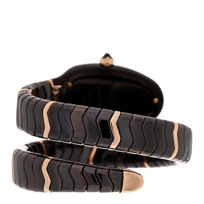 Bulgari 18K Rose Gold Ceramic Diamond Bezel 35mm Serpenti Tubogas Quartz Watch Black 3 of 5