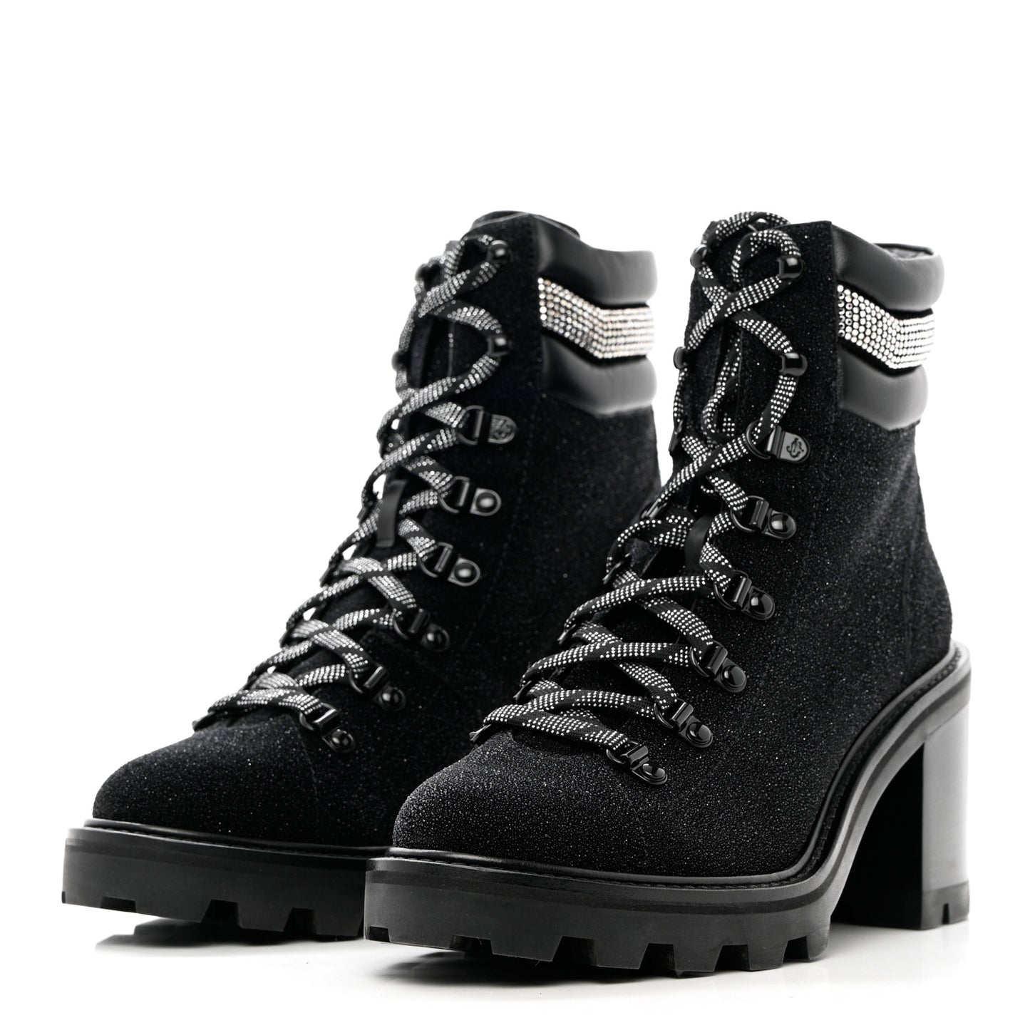 Suede Glitter Crystal Embellished Womens Eshe 65 Hiking Boots 38 Black