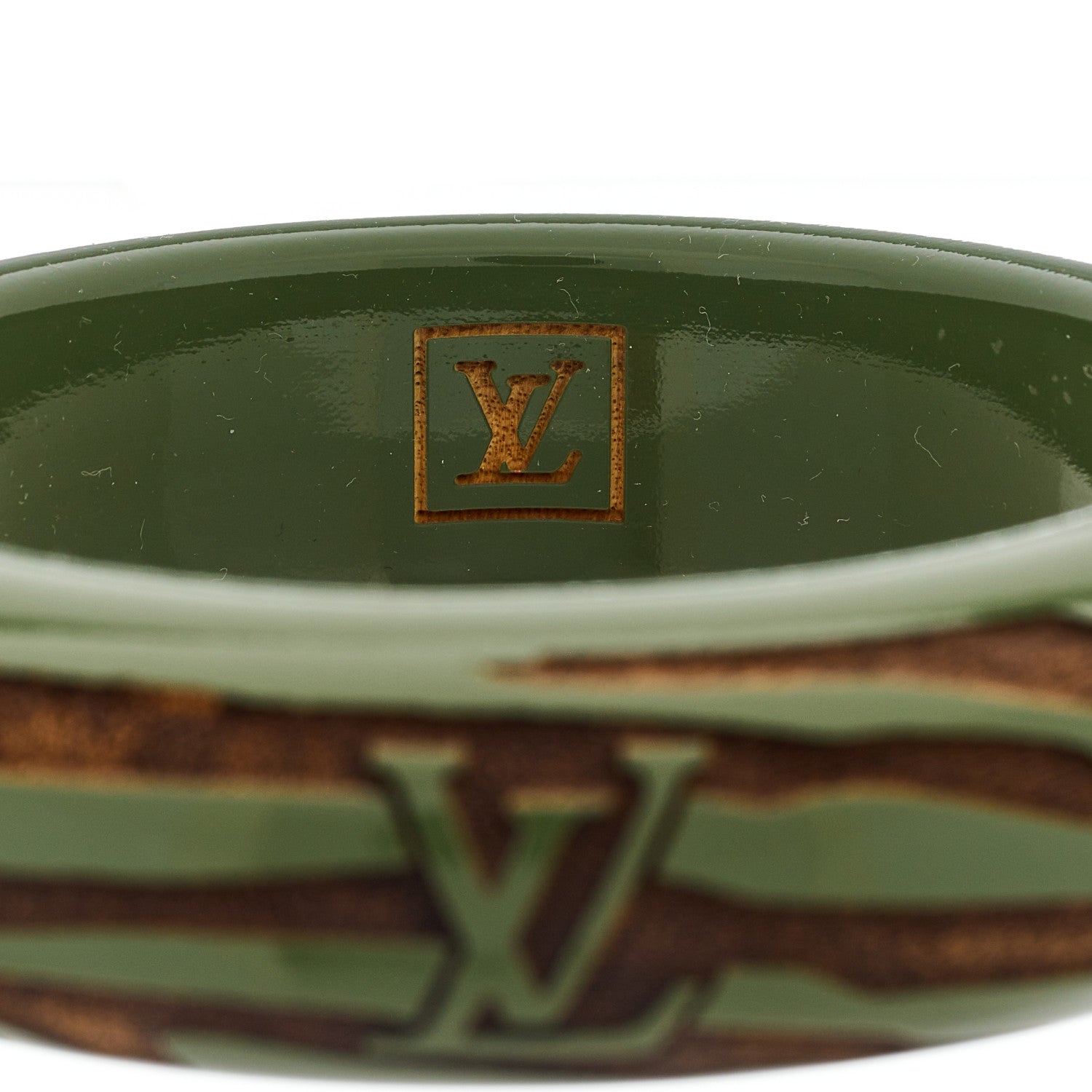 Louis Vuitton Lacquer Wood Leomonogram Bangle Bracelet Green 4 of 4