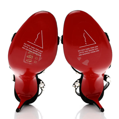 Christian Louboutin Veau Velours Crystal Embellished Emilie 100 Sandals 38 Black 5 of 9