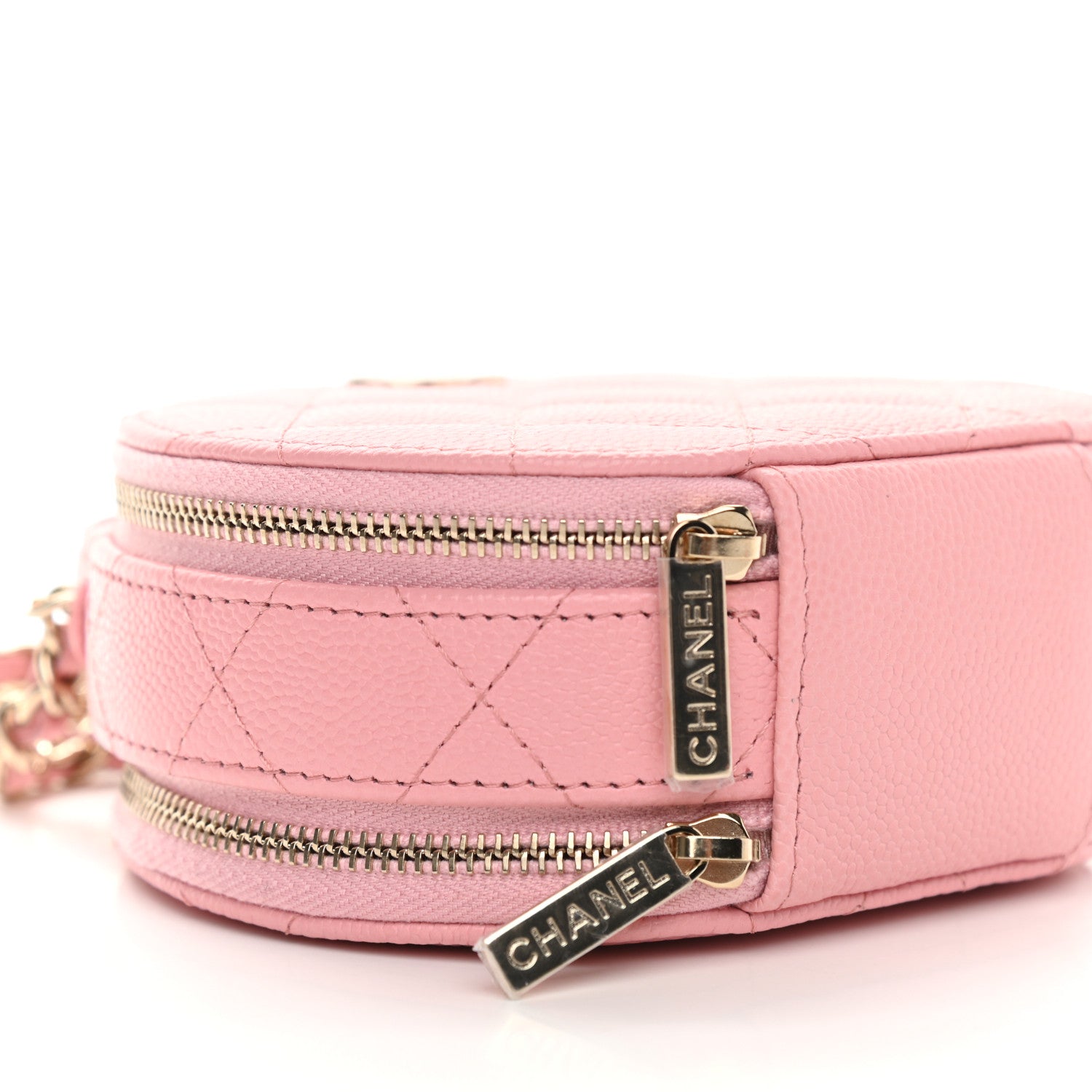 Chanel Caviar Quilted Round Handle With Care Vanity With Chain Pink 9 of 10