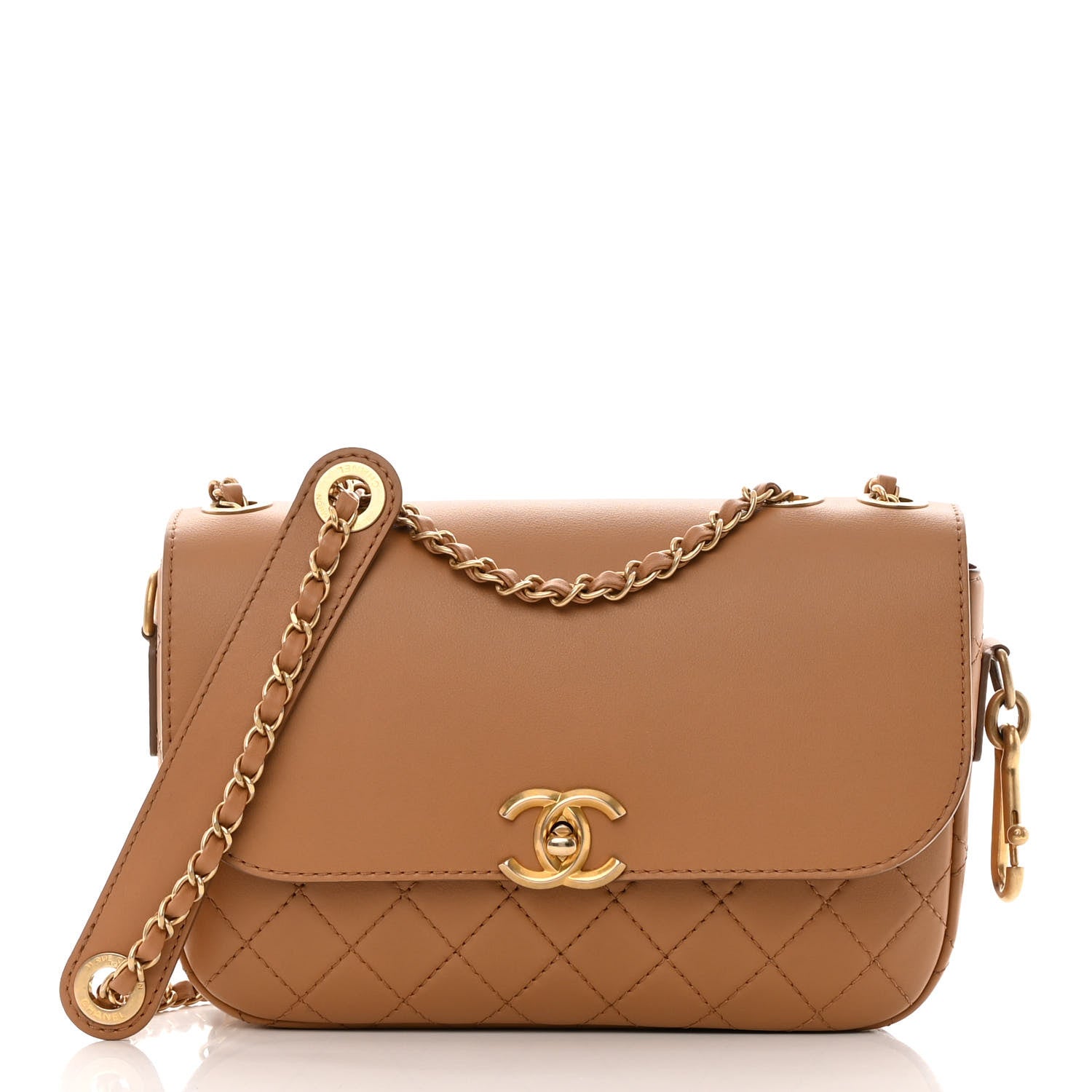 Chanel Calfskin Quilted Multi Pouching Flap And Coin Purse Beige 3 of 18