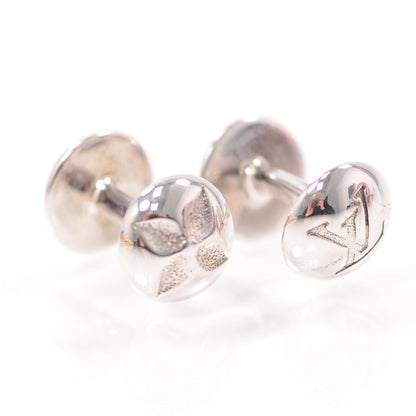 Louis Vuitton Silver Motif Cufflinks w Damier Case 1 of 8