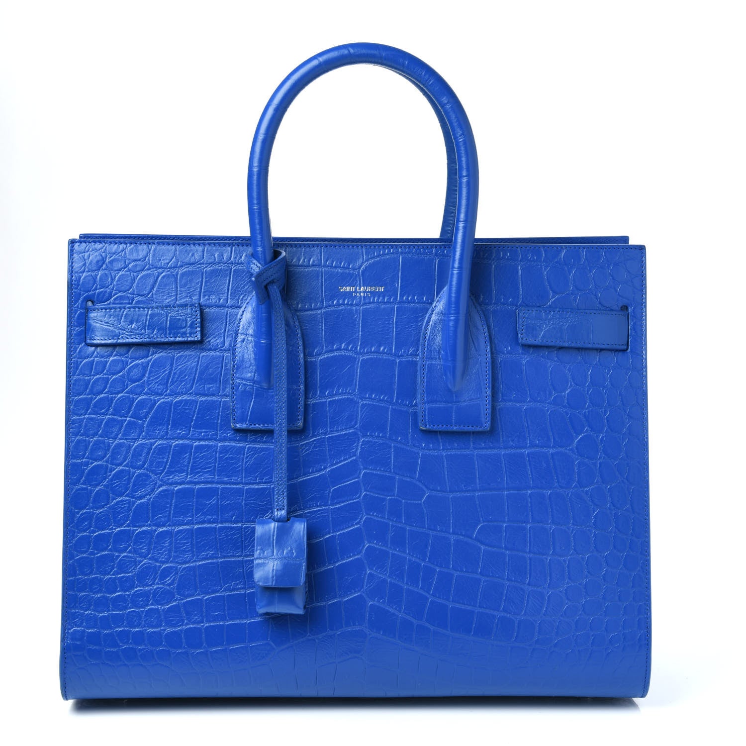 Saint Laurent Calfskin Crocodile Embossed Small Sac De Jour Royal Blue 1 of 10