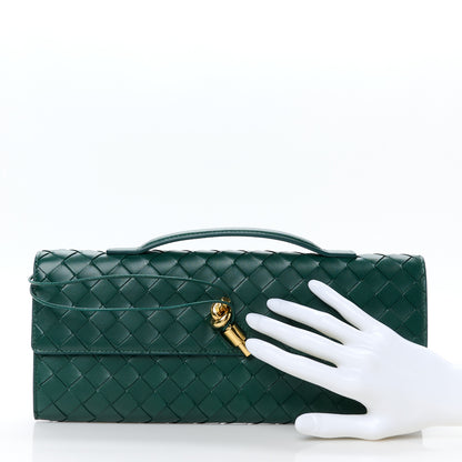 Bottega Veneta Nappa Intrecciato Long Andiamo Top Handle Clutch Emerald Green 2 of 8