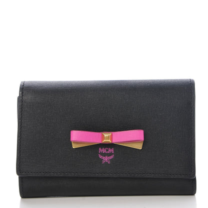 MCM Saffiano Trifold Medium Mina Wallet Black 1 of 8