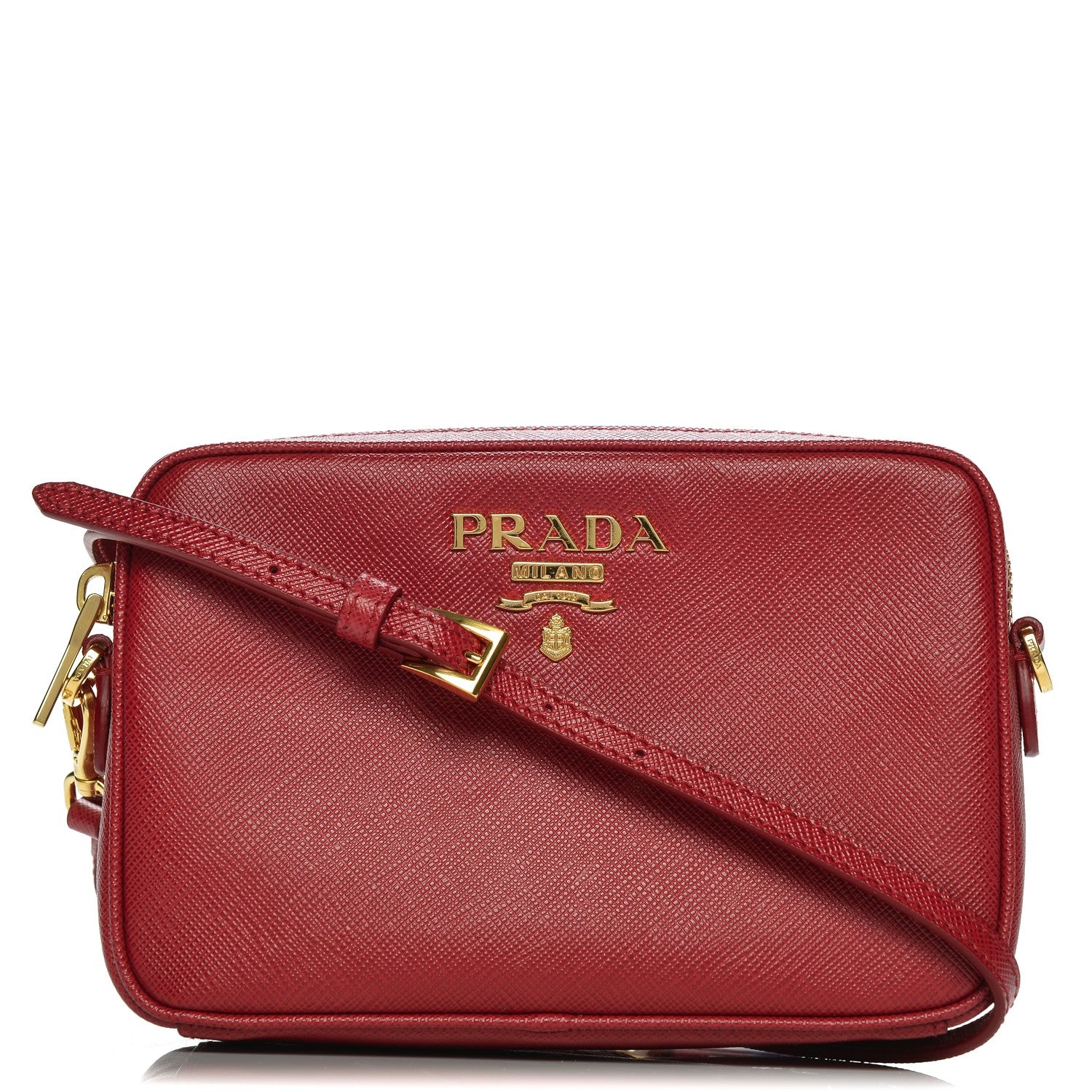 Prada Saffiano Mini Camera Crossbody Bag Fuoco 1 of 7