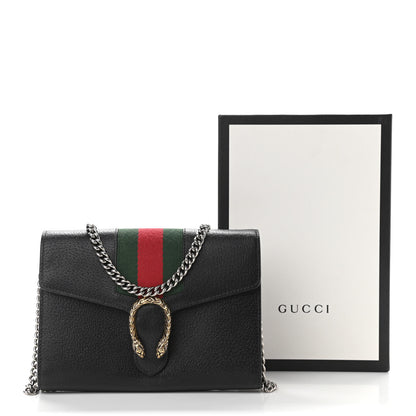 Gucci Calfskin Web Mini Dionysus Chain Wallet Black 10 of 10