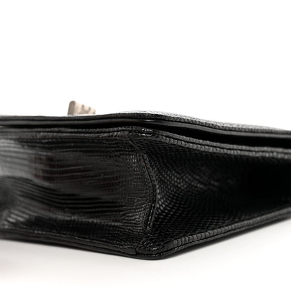 Chanel Lizard Mademoiselle Lock Top Handle Crossbody Flap Black 9 of 9